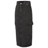 イーエスシースタジオ(ESC STUDIO) cargo pocket denim long skirt (black)