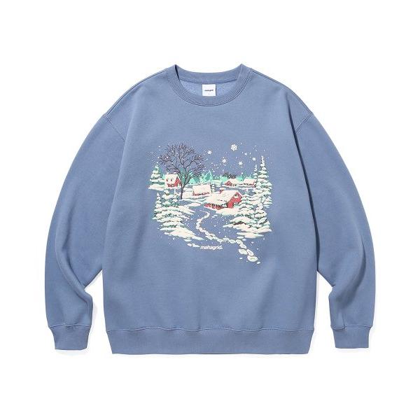 mahagrid (マハグリッド)     LANDSCAPE SWEATSHIRT BLUE(MG2CFMM453A)