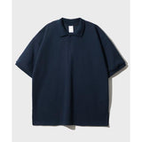 JEMUT (ジェモッ)  Pins Overfit Collar T-Shirts Darknavy YHST2354