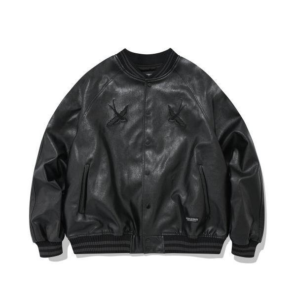 セイントペイン(SAINTPAIN)SP VEGAN LEATHER STADIUM JACKET-BLACK