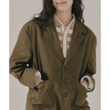 ROMANTIC CROWN(ロマンティック クラウン)      STITCH COTTON BLAZER_KHAKI