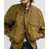 イーエスシースタジオ(ESC STUDIO) (2温水キルティング)08 leather biker jacket(mustard)