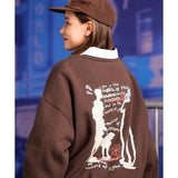 ティーダブリューエヌ(TWN) Leave Sweat Shirt Brown HHMT3527