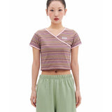 ARCHIVE BOLD (アーカイブボールド)　939 SMALL LOGO STRIPE CROP TOP (PINK)