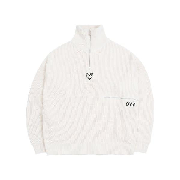 オーワイ(OY) 		SIDE ZIPPER POLA LOGO KNIT-IVORY