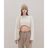 TMO BY 13MONTH（ティーエムオーバイサーティンマンス） CROPPED KNIT SWEATER (IVORY)
