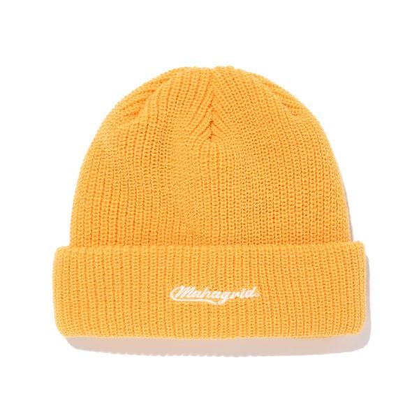mahagrid (マハグリッド)     SCRIPT LOGO SHORT BEANIE YELLOW(MG2CFMAB24A)