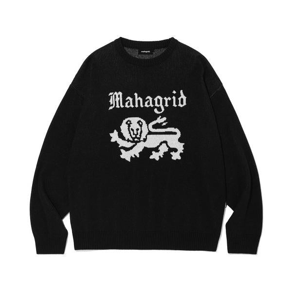 mahagrid (マハグリッド)     LION KNIT SWEATER BLACK(MG2CFMK621A)