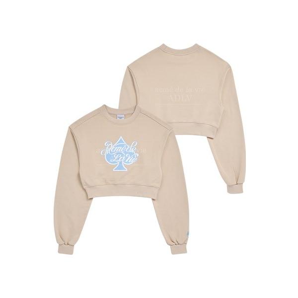 アクメドラビ(acme' de la vie)    SPADE SCRIPT LOGO CROP TOP SWEAT SHIRT BEIGE
