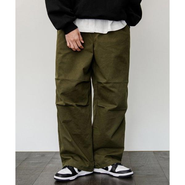 JEMUT (ジェモッ)  Clip Wide Banding Pants Khaki YHLP2452