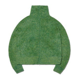 NOMANUAL(ノーマニュアル) HIGH NECK HAIRY KNIT ZIP-UP - GRASS GREEN