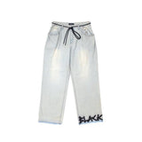 ブラックブロンド(BLACKBLOND) BBD Ankle Sprayed Logo Key Ring Denim Pants (Vintage Light Blue)