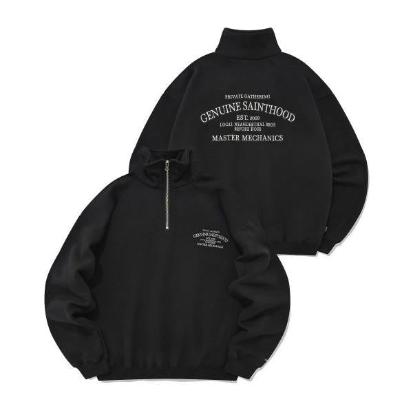 セイントペイン(SAINTPAIN)    SP SERIF G.S LOGO HALF ZIP-BLACK