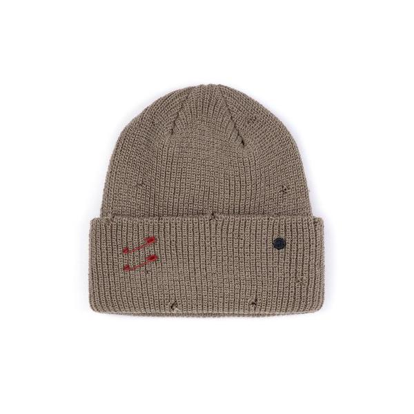 ブラックブロンド(BLACKBLOND)  BBD Ripped Custom Long Beanie (Dark Beige)