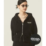 Odd Studio (オッドスタジオ) ODSD LOGO SWEAT CROP HOOD ZIP-UP - BLACK