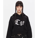 TARGETTO(ターゲット)     EYELET CROP HOODIE_BLACK