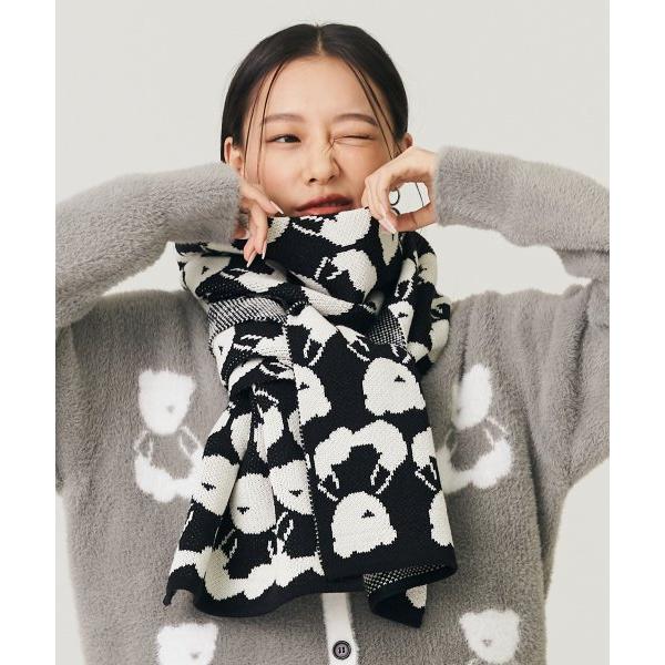 AQO_studiospace(アコスタジオスペース)       BEAR PATTERN KNIT SCARF BLACK