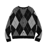 mahagrid (マハグリッド)     ARGYLE KNIT CARDIGAN BLACK(MG2CFMK680A)