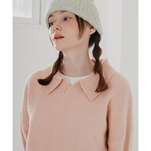 ダブルユーブイプロジェクト(WV PROJECT)   Hana Boucle Collar Knit Pink MJKN7637