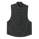 SSY(エスエスワイ) scoop sleeveless nylon shirt black