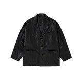 アジョバイアジョ(AJOBYAJO) Vegan Leather Batwing Oversized Blazer [BLACK]