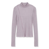 MMIC(エムエムアイシー)   (Woman) Eliza Turtleneck Long Sleeve Super Wool Tencel Irregular Corrugated_Purple