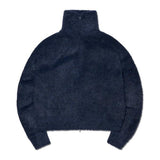 NOMANUAL(ノーマニュアル) HIGH NECK HAIRY KNIT ZIP-UP - DARK NAVY