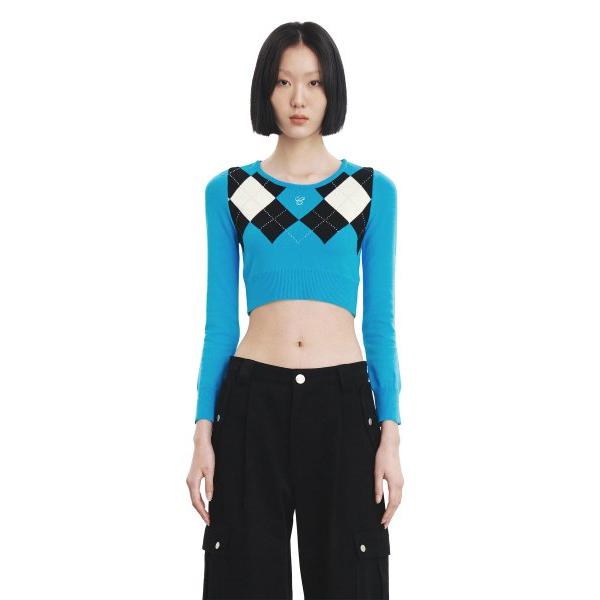 curetty (キュリティー)   C COLOR ARGYLE KNIT TOP_EMERALD