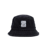 ブラックブロンド(BLACKBLOND)  BBD Ripped Custom Disorder Patch Denim Bucket Hat (Black)