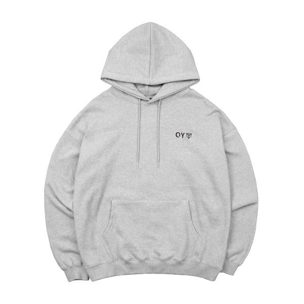 オーワイ(OY) 		LAYERED CUTTING LOGO HOODIE-GREY