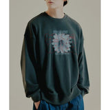 ROMANTIC CROWN(ロマンティック クラウン) STITCH SLOGAN FLOWER CREWNECK_CHARCOAL