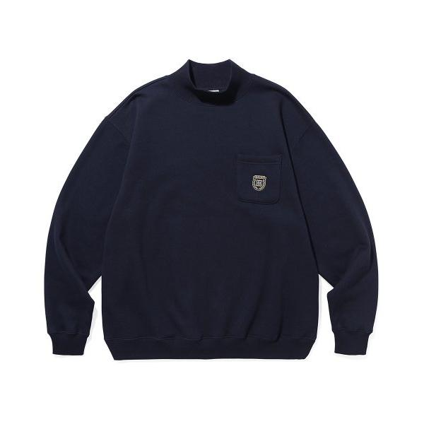 mahagrid (マハグリッド)     CREST MOCK NECK SWEATSHIRT NAVY(MG2CFMM459A)