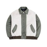 オーワイ(OY) 		FLOWER LOGO FLEECE BOMBER JACKET-KHAKI