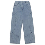 NOMANUAL(ノーマニュアル) CURVED LINE DENIM PANTS - WHITE BLUE