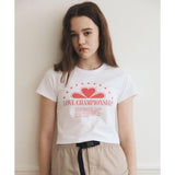 ワンダービジター(WONDER VISITOR)     Love Clover crop t-shirt [Pink]