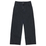 NOMANUAL(ノーマニュアル) CURVED LINE DENIM PANTS - WASHED BLACK