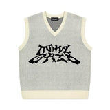 mahagrid (マハグリッド)     TRIBAL LOGO KNIT VEST IVORY(MG2DMMK610A)