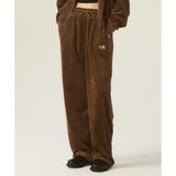 Odd Studio (オッドスタジオ) OS LOGO VELOUR 2WAY STRING WIDE PANTS - BROWN