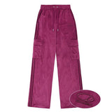 Odd Studio (オッドスタジオ)  Velour Sporty Track Cargo Pants - MAGENTA