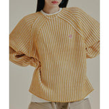 ROMANTIC CROWN(ロマンティック クラウン) ATHLETIC LOGO TWO TONE HEAVY KNIT_YELLOW