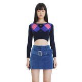 curetty (キュリティー)   C COLOR ARGYLE KNIT TOP_NAVY