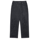 NOMANUAL(ノーマニュアル) TRIBAL EMBROIDERED DENIM PANTS - BLACK