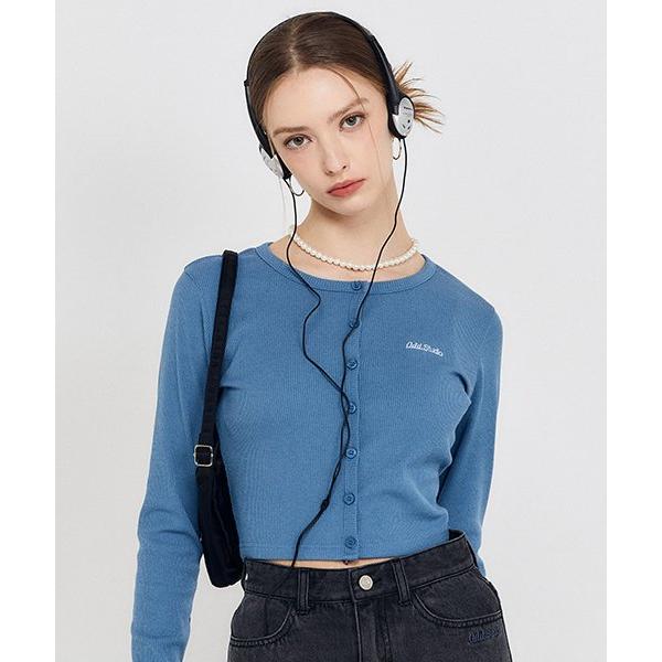 アウターその他 Odd Studio Odd Signature Logo Button Crop Cardigan BLUE Odd Studio (オッドスタジオ) Odd Signature Logo button crop