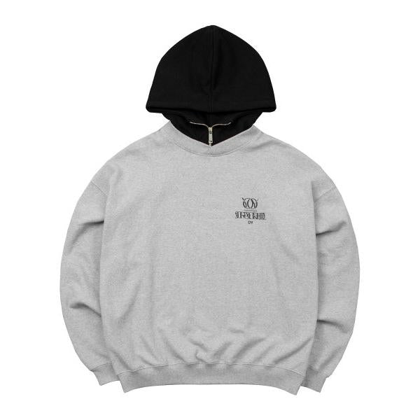オーワイ(OY) 		OVERLAY LOGO ZIPPER POLA HOODIE-GREY
