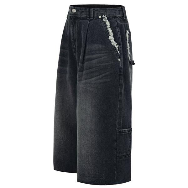 イーエスシースタジオ(ESC STUDIO) washing denim culotte pants (black)
