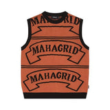 mahagrid (マハグリッド) FLAG LOGO KNIT VEST ORANGE(MG2DFMK690A)