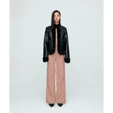 LEATHER REVERSIBLE SHEARLING COAT (UNISEX / BLACK)