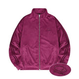 Odd Studio (オッドスタジオ)  Velour Sporty Track Zip-Up - MAGENTA