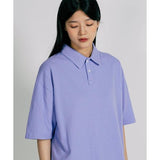 JEMUT (ジェモッ)  Cozy Pk Collar Short T-shirts Lavenderblue YHST2487