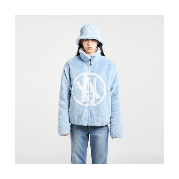 アクメドラビ(acme' de la vie)    REVERSIBLE A LOGO EMBLEM FAKE FUR JACKET SKY BLUE